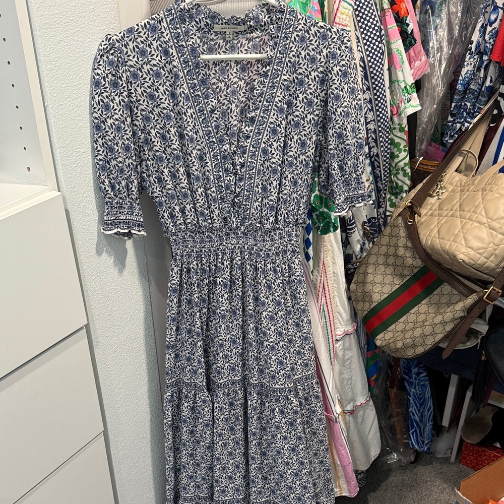 Max Studio Navy Floral Midi Dress